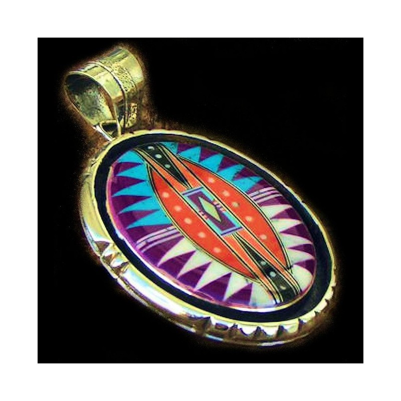 PENDENTIF SYMBOLE NAVAJO MULTICOLORE