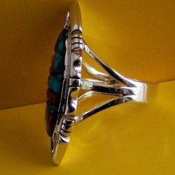 BAGUE OVALE ARGENT PIERRES