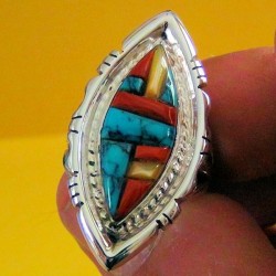 BAGUE OVALE ARGENT PIERRES