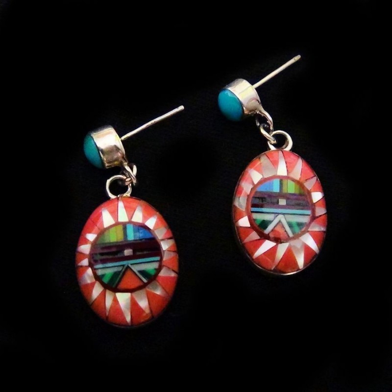 BOUCLES DIEU SOLEIL ZUNI MULTICOLORES 3.4 x 1.4 cms