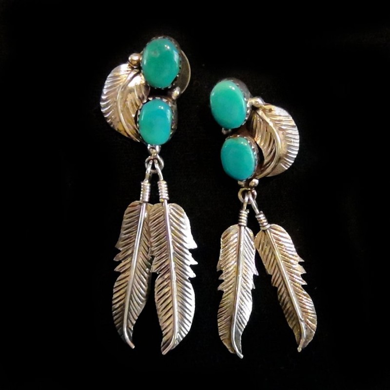 BOUCLES D'OREILLES PLUMES ET PIERRES