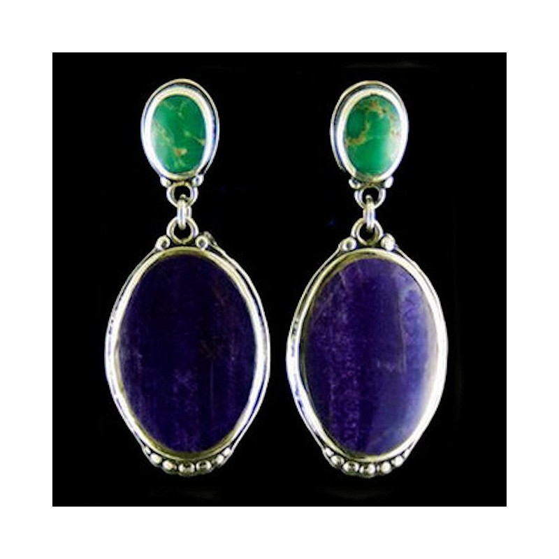 LAPIS LAZZULI MALACHIT SILVER EARRINGS