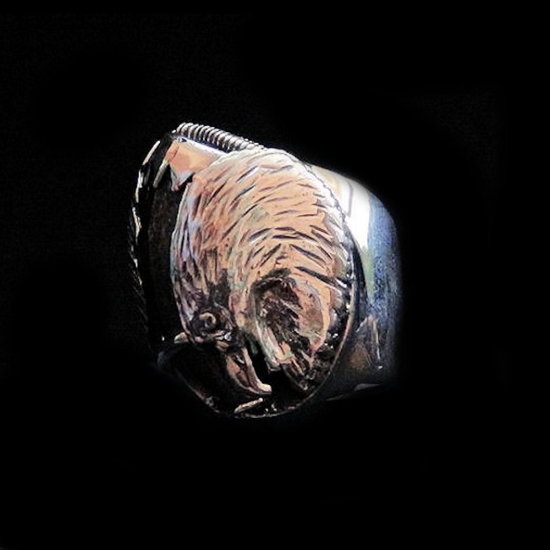 EAGLE AND BEAR CLAW SILVER RING