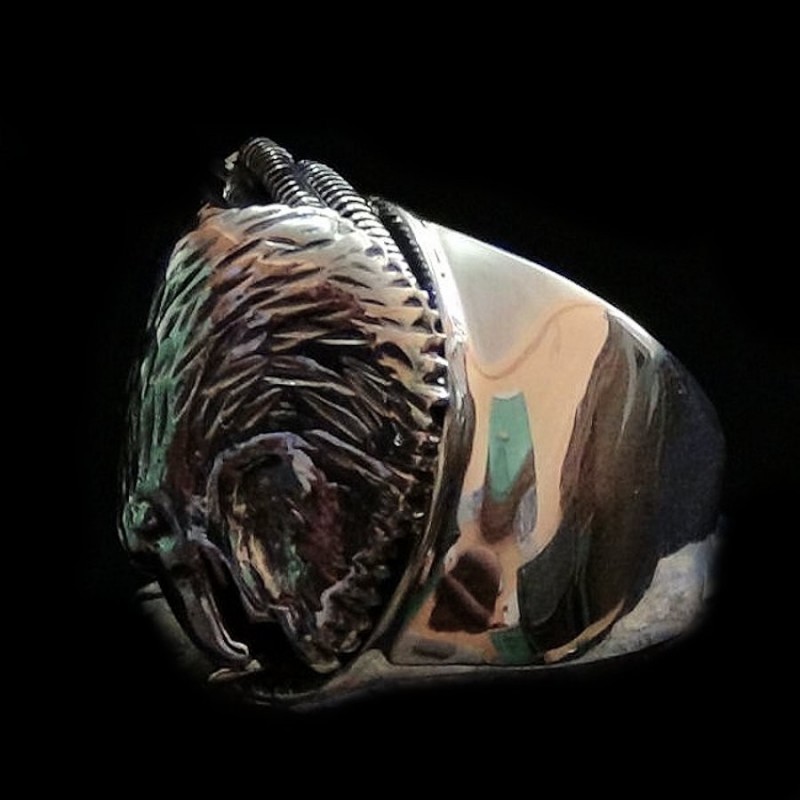 EAGLE AND BEAR CLAW SILVER RING