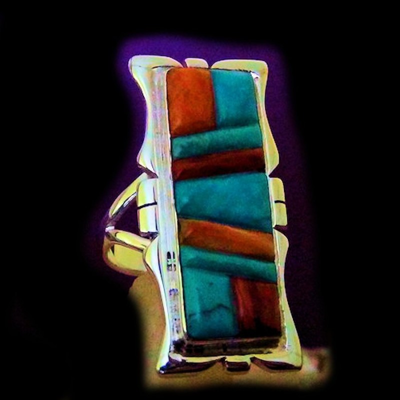 BAGUE ARGENT TURQUOISE SPONDYLUS NAVAJO