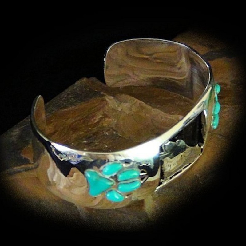 BRACELET LOUP ET EMPREINTES EN TURQUOISES
