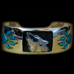 BRACELET LOUP ET EMPREINTES EN TURQUOISES