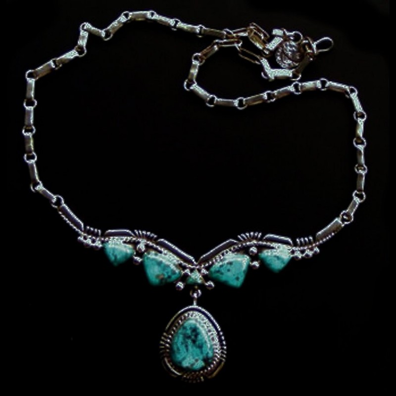 COLLIER ZUNI 6 TURQUOISES