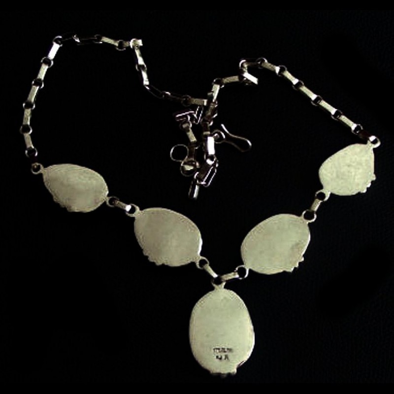 COLLIER EN ARGENT 5 CABOCHONS