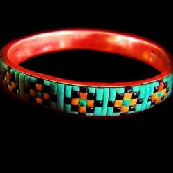 BRACELET ZUNI  INLAY STYLE PERLAGE