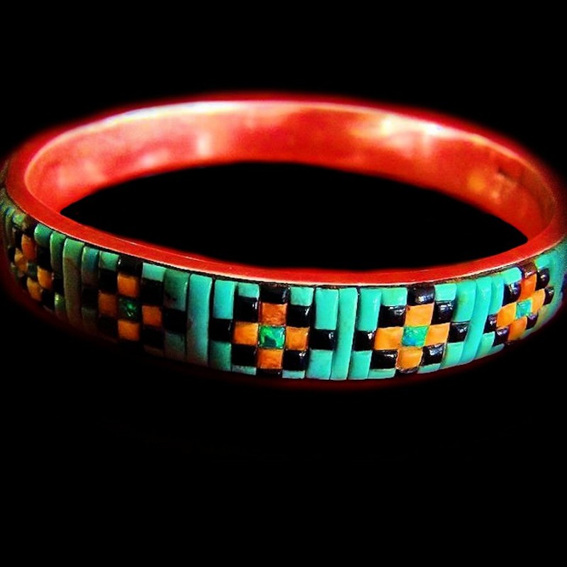 BRACELET ZUNI  INLAY STYLE PERLAGE