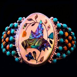 Kolibri Armband in Türkis, Spondylus, Perlmutt