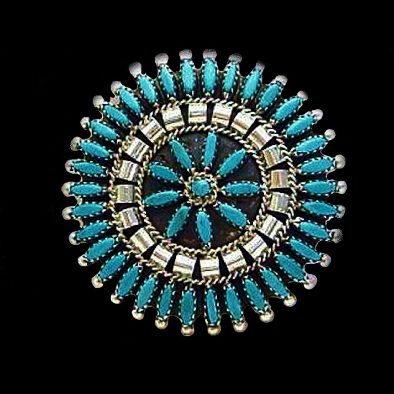 BARETTE A CHEVEUX ZUNI ARGENT ET NEEDLEPOINT