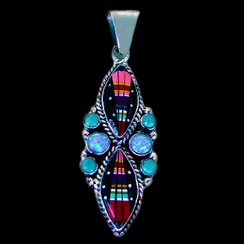 PENDENTIF ARGENT MULTICOLORE ET OPALE