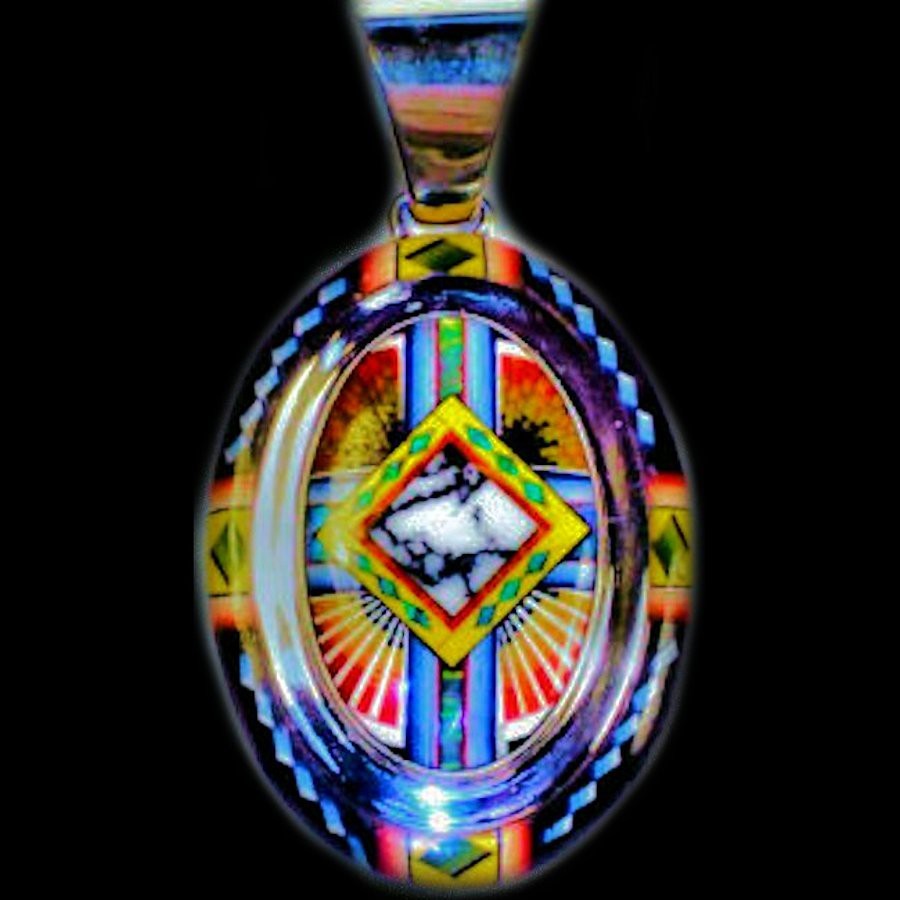 PENDENTIF ARGENT MULTICOLORE ET OPALE