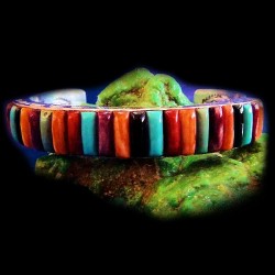 MULTI STONES NAVAJO SILVER BRACELET