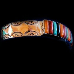 BRACELET NAVAJO ARGENT ET PIERRES
