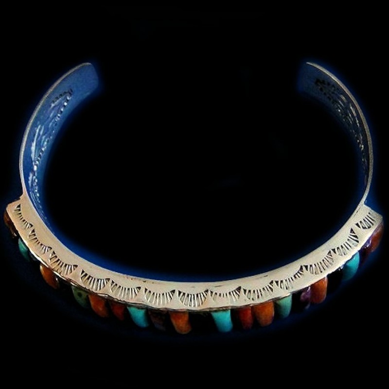MULTI STONES NAVAJO SILVER BRACELET
