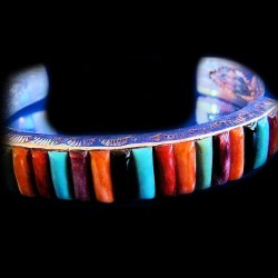 MULTI STONES NAVAJO SILVER BRACELET