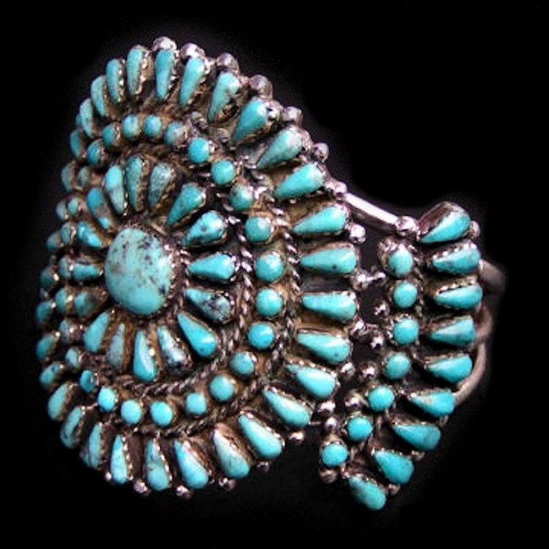 BRACELET ZUNI OLD PAWN ARGENT NEEDLEPOINT