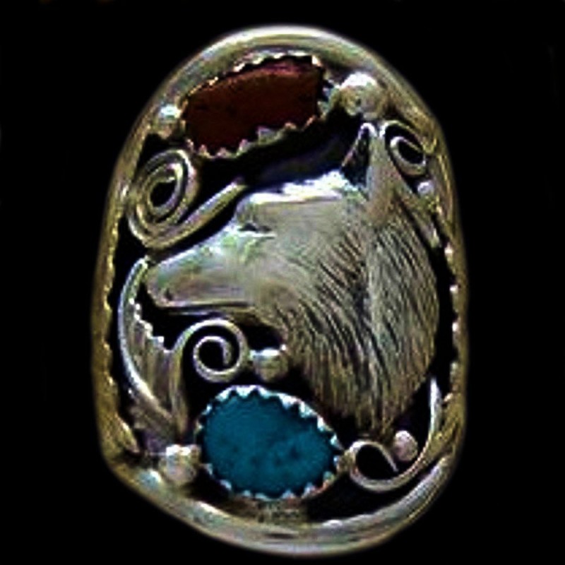 WOLF KOPF SILBER RING