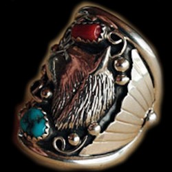 WOLF HEAD STERLING SILVER RING