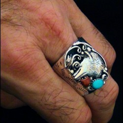 BAGUE TETE DE LOUP EN ARGENT
