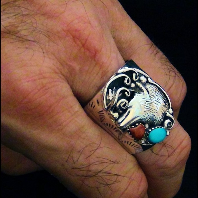 WOLF HEAD STERLING SILVER RING