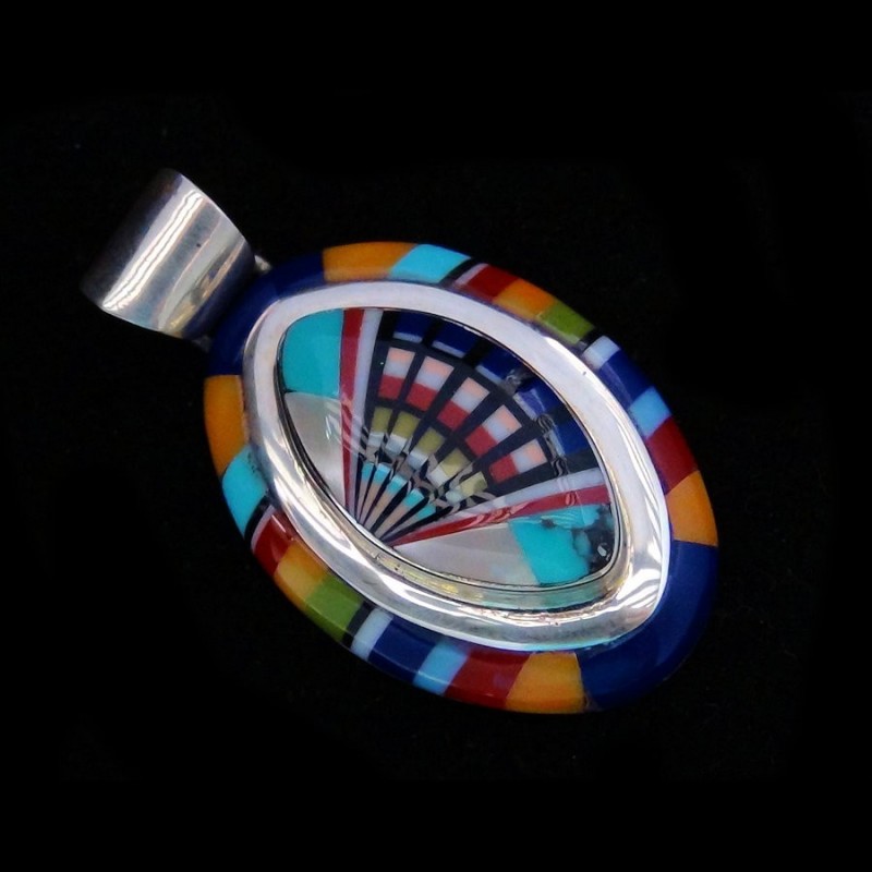 PENDENTIF OVALE ZUNI MULTICOLORE