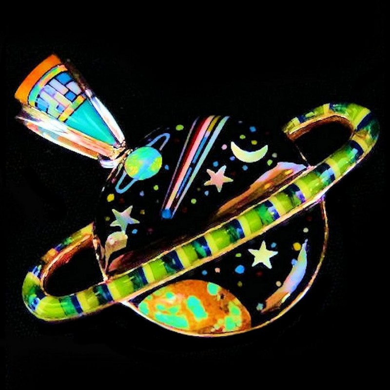 PENDENTIF UNIVERS EN ARGENT ET PIERRES