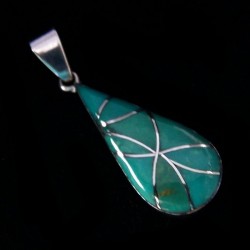 PENDENTIF GOUTTE D'EAU EN ARGENT ET TURQUOISE OU PIERRE 
