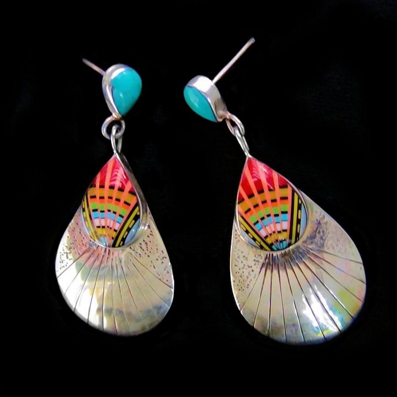 TEARDROPS ZUNI SILVER EARRINGS