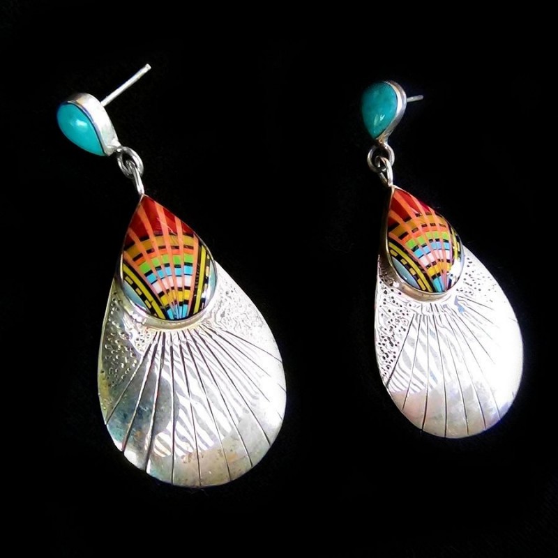 TEARDROPS ZUNI SILVER EARRINGS