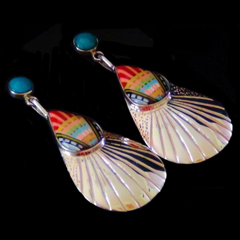 TEARDROPS ZUNI SILVER EARRINGS