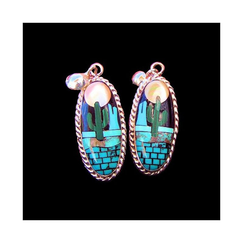 MONUMENT VALLEY CACTUS SILVER EARRINGS