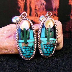 MONUMENT VALLEY CACTUS SILVER EARRINGS