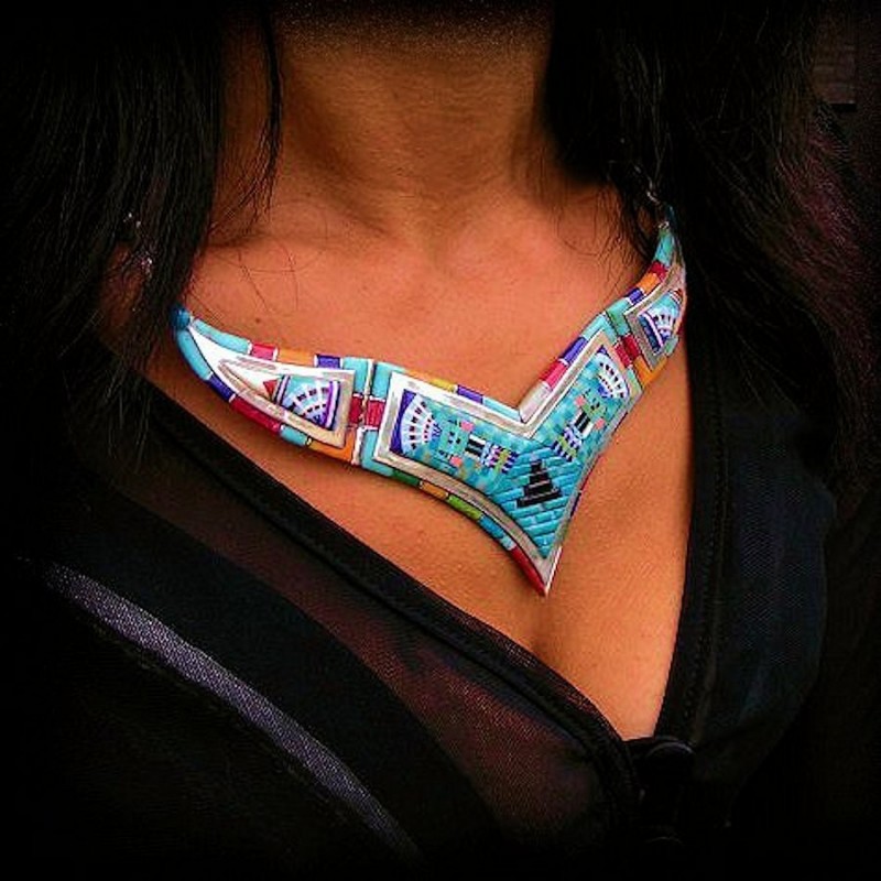 COLLIER ZUNI PIERRES MULTICOLORE THUNDERBIRD