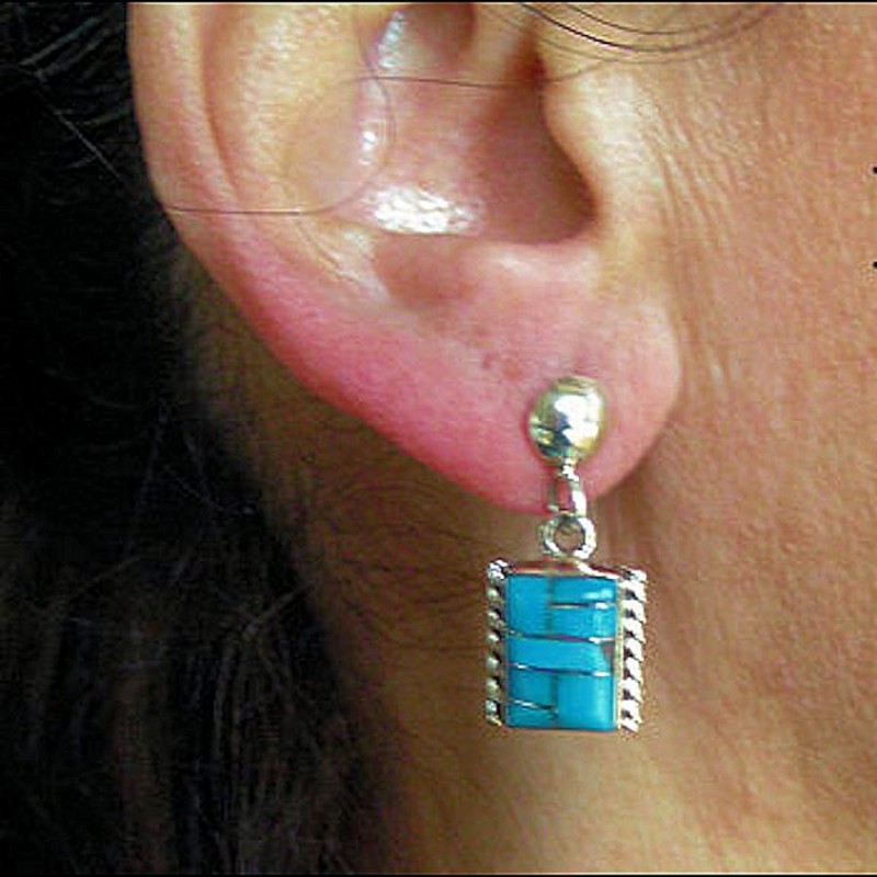INLAY SQUARE SILVER EARRINGS