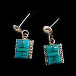 BOUCLES D'OREILLES CARRES INLAY