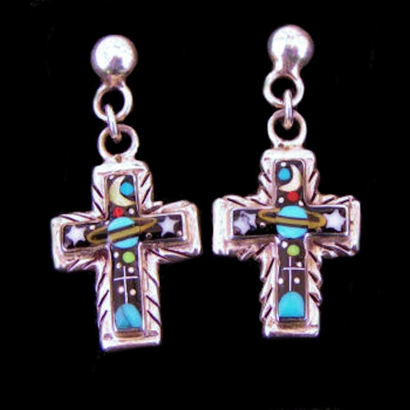 BOUCLES D'OREILLES CROIX UNIVERS
