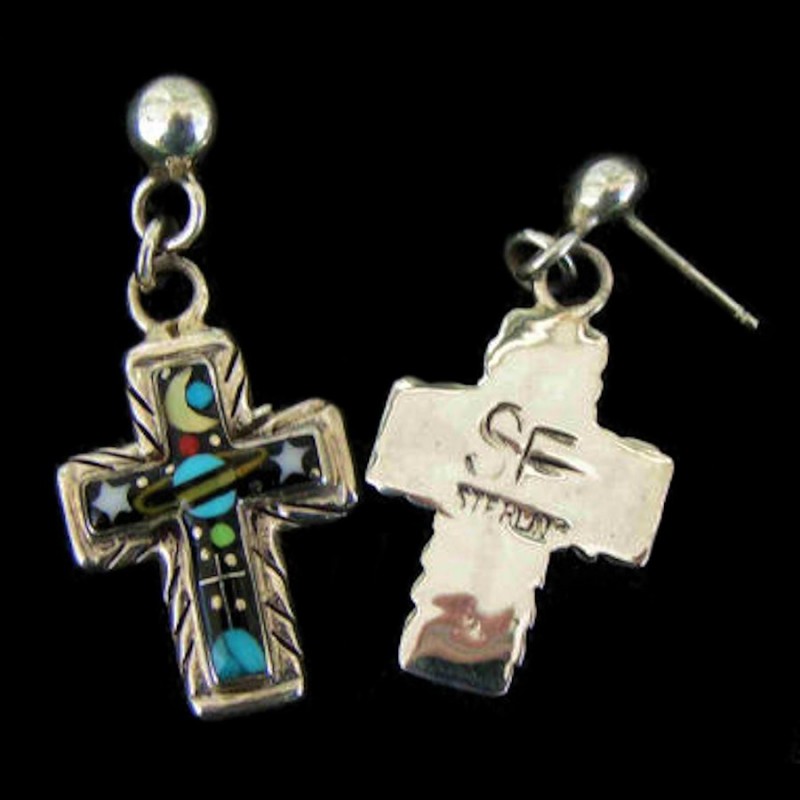 UNIVERSE CROSS SILVER EARRINGS