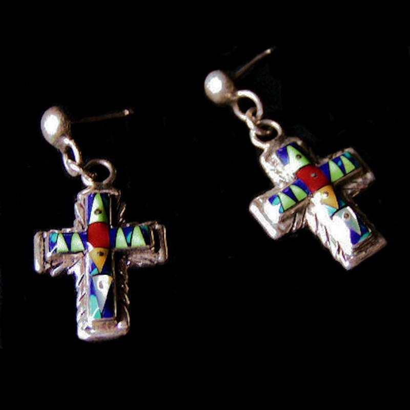 ZUNI KREUZ SILBER OHRRINGE