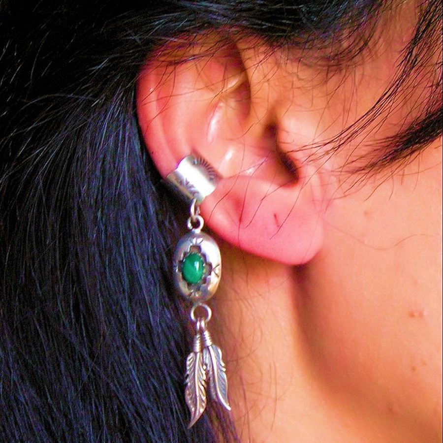 SHADOW BOX AND FEATHERS SILVER EARRINGS