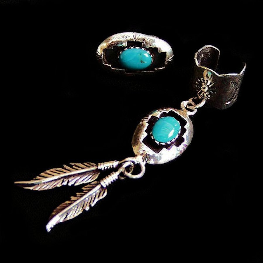 SHADOW BOX UND FEDERN SILBER OHRRINGE