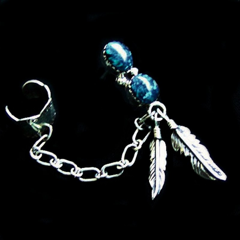 BOUCLES D'OREILLES SLAVE EN ARGENT 2 PLUMES