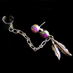 TWO FEATHERS SLAVE SILVER EARRINGS