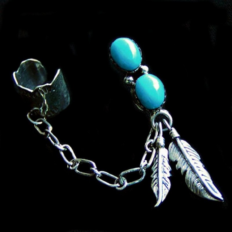 TWO FEATHERS SLAVE SILVER EARRINGS