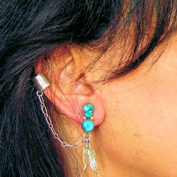 BOUCLES D'OREILLES SLAVE EN ARGENT 2 PLUMES