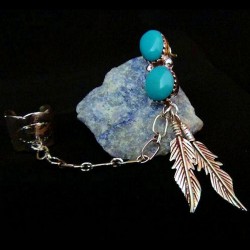 BOUCLES D'OREILLES SLAVE EN ARGENT 2 PLUMES