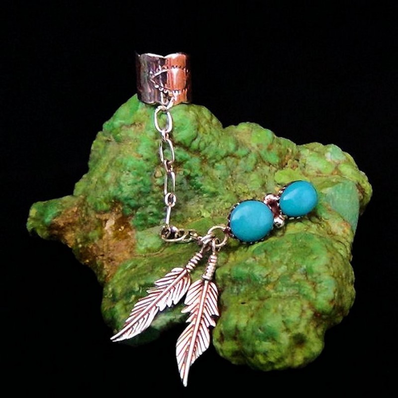 TWO FEATHERS SLAVE SILVER EARRINGS